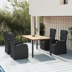 vidaXL 5-delige Tuinset poly rattan en massief acaciahout, Verzenden, Nieuw, Tuinset