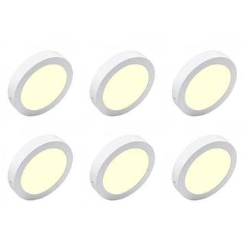 LED Downlight 6 Pack - Opbouw Rond 12W - Warm Wit 3000K - Ma, Verzenden, Nieuw