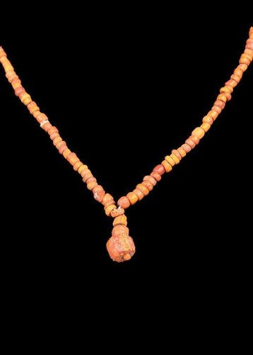 West-Aziatisch Orange Hardstone Kralenketting (Zonder