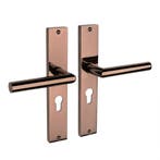 Ferro geveerd op schild cilindergat 55mm PVD glanzend bro..., Doe-het-zelf en Bouw, Ophalen of Verzenden, Nieuw, IJzer, Klink of Kruk