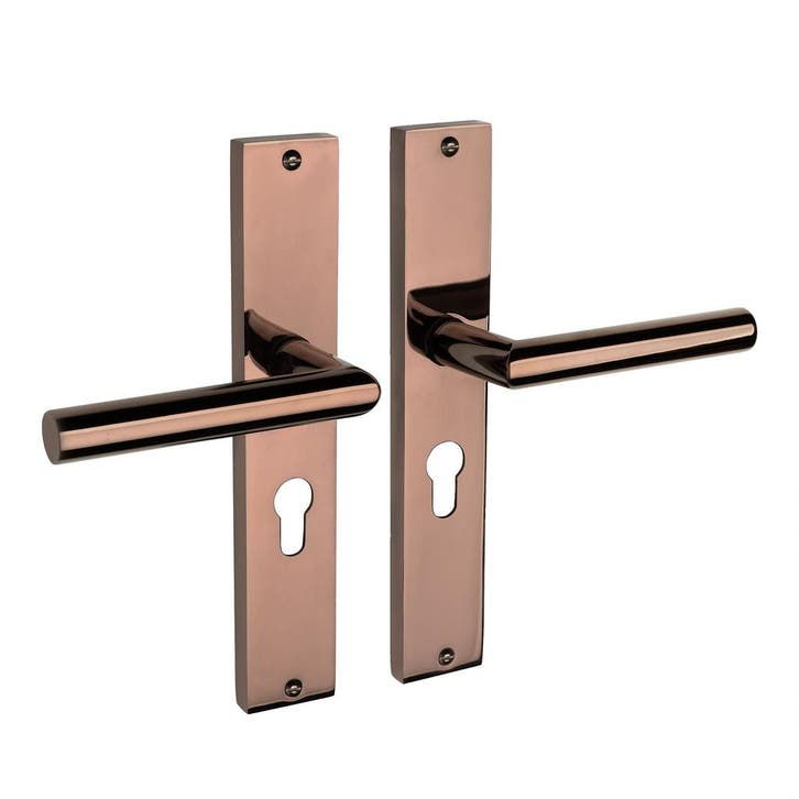 Ferro geveerd op schild cilindergat 55mm PVD glanzend bro..., Doe-het-zelf en Bouw, Hang- en Sluitwerk, Klink of Kruk, Nieuw, IJzer