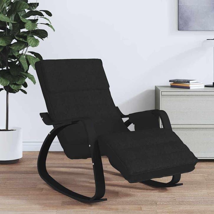 vidaXL Schommelstoel stof zwart, Huis en Inrichting, Stoelen, Nieuw, Verzenden