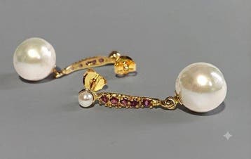 Zonder minimumprijs - Oorbellen Zilver - 0.30ct. tw. Parel -, Nieuw
