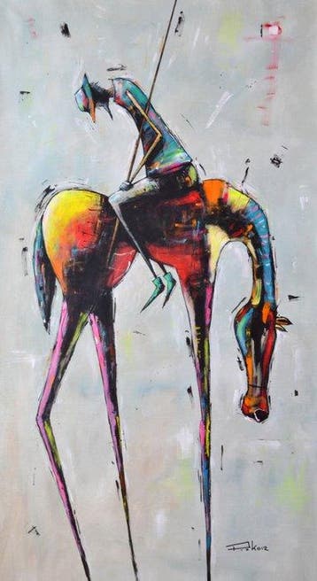 Piotr Piskorz - Don Quixote and a long return from the, Antiek en Kunst, Kunst | Schilderijen | Modern