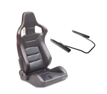 SIÈGE SEMI-BAQUET TYPE RS EN CUIR NOIR COUTURE ROUGE + FIXAT, Verzenden