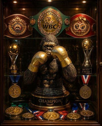 Beeld, aparte gorilla met bokshandschoenen - 42 cm - resin