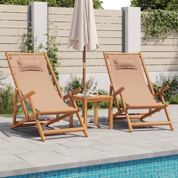vidaXL Opklapbare stoelen, 2 stuks, taupekleurige stof en, Verzenden