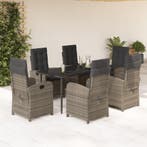 vidaXL 7-delige Tuinset met kussens poly rattan grijs, Verzenden, Nieuw, Tuinset