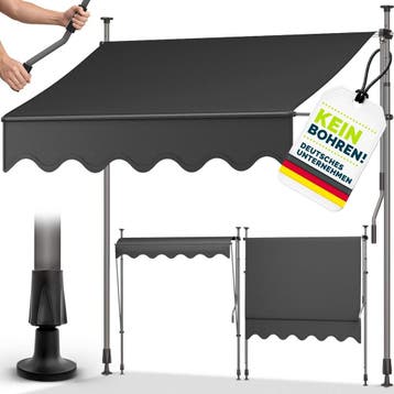 Klemluifel - zonnescherm balkon - breedte 150 cm - grijs -, Tuin en Terras, Verzenden, Nieuw