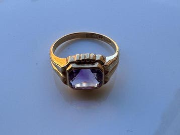 Bague - 18 carats Or jaune - 1.12ct. tw. Améthyste