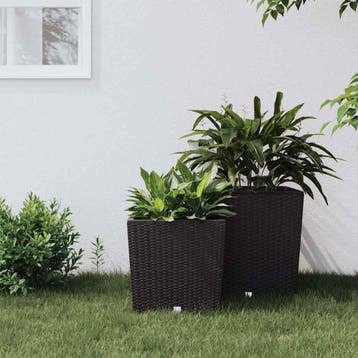vidaXL Plantenbak met uitneembare bak rattan-look 21/32 L PP, Verzenden