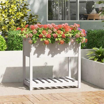vidaXL Plantenbak met schap 82,5x54x81 cm massief grenenhout, Verzenden