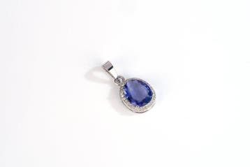Pendentif - 14 carats Or blanc - 3.02ct. tw. Tanzanite -