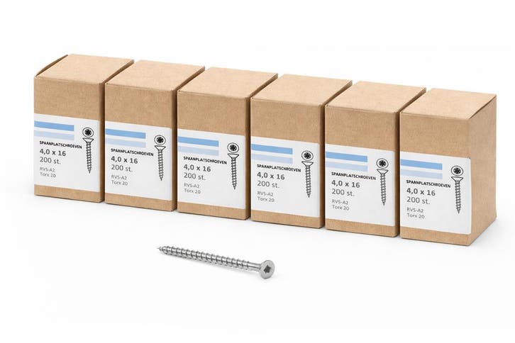 6X Hoenderdaal Spaanplaatschroeven 4,0x16 RVS A2 – 200 stuks, Bricolage & Construction, Quincaillerie & Fixations, Envoi