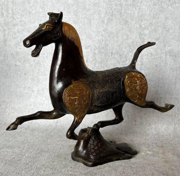 Beeld, Vliegend paard - 18.5 cm - Brons, Antiek en Kunst, Curiosa en Brocante
