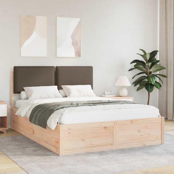 vidaXL Bedframe met Gevoerde Hoofdbord Taupe 160 x 200 cm, Verzenden, Nieuw