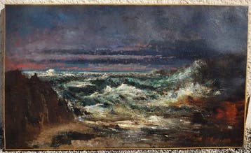 Gustave Courbet (1819-1877), Atelier - La vague, Antiek en Kunst