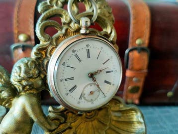 Silver Pocket Watch Cylindre 8 Rubis XIX/XX - 2336 -, Bijoux, Sacs & Beauté, Montres | Hommes