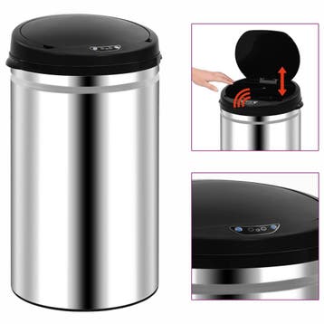 vidaXL Prullenbak met automatische sensor 40 L roestvrij, Verzenden, Nieuw
