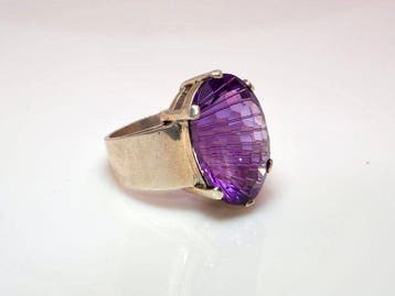 Zonder minimumprijs - Ring Zilver Amethist, Nieuw