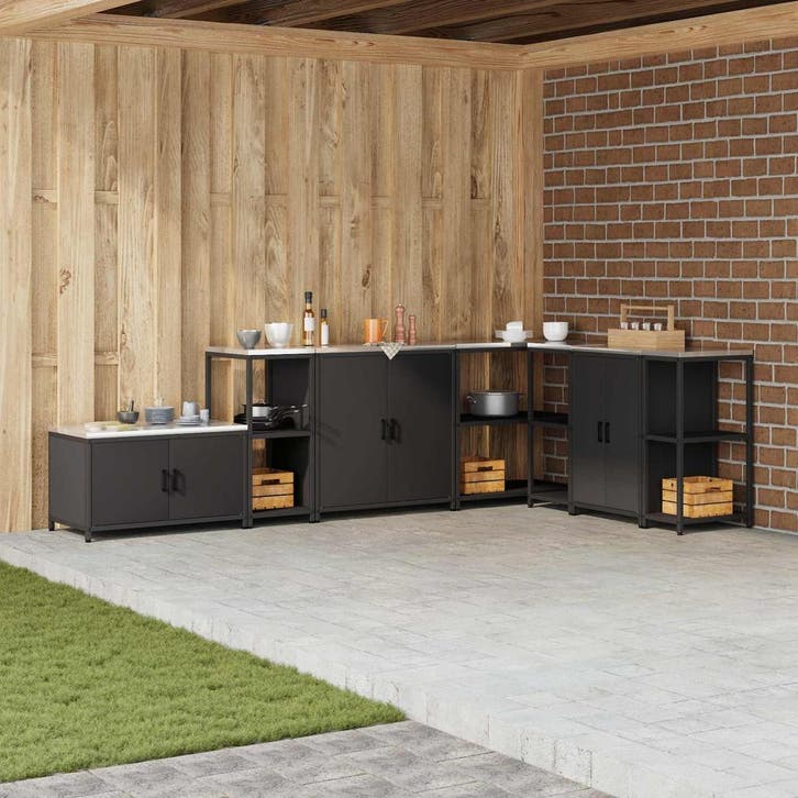 vidaXL Keukenopslag HATTEM Zwart 40 x 50 x 92 cm Staal, Maison & Meubles, Armoires | Autre, Envoi