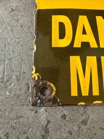 Danger : mines - Plaque émaillée - Acier