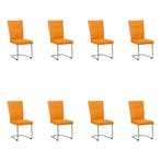 Set van 8 Leren eetkamerstoelen Retro - Toledo Mandarin, Ophalen of Verzenden