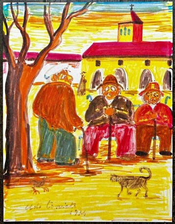 Udo Toniato (1930-2011) - Sur la place du village - NO