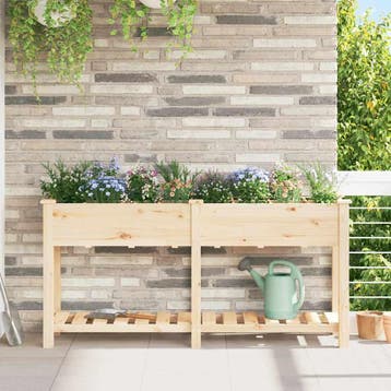 vidaXL Plantenbak Beige 161,5 x 45 x 76,5 cm Massief, Verzenden, Nieuw