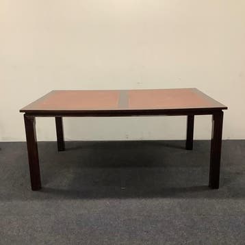 klassieke Engelse tafel met leer inleg, 180x120 cm