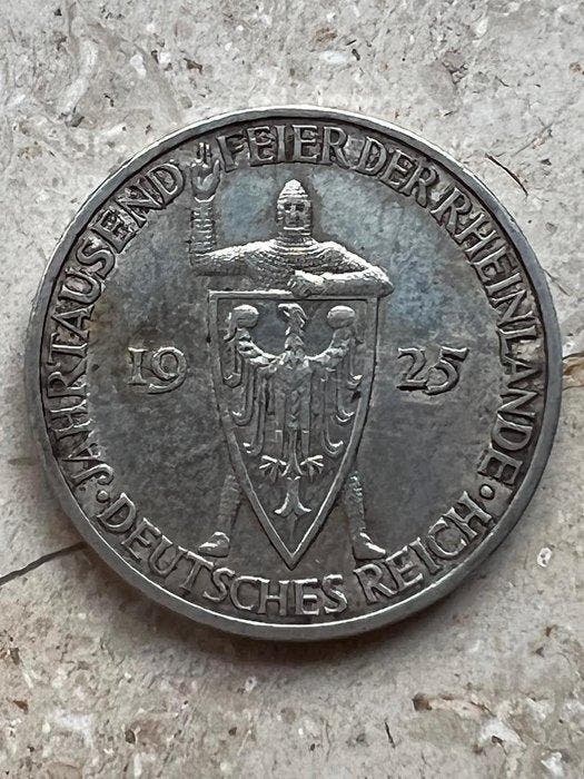 Duitsland, Weimar Republiek Rheinlandräumung. 3 Reichsmark, Postzegels en Munten, Munten | Europa | Niet-Euromunten