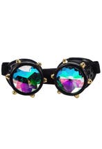 Goggles Steampunk Bril Studs Zwart Montuur Caleidoscoop Glaz, Ophalen of Verzenden, Nieuw