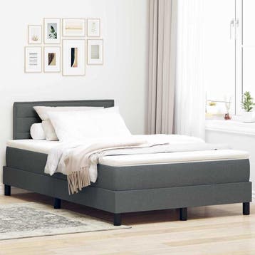 vidaXL Boxspring bed met hoofdeinde Donkergrijs 120 x 200 cm, Verzenden, Nieuw
