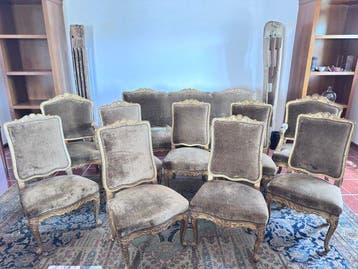 Sofa (10) - Fluweel, Verguld hout