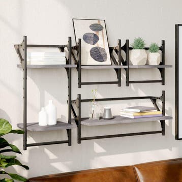 vidaXL 4-delige Wandschappenset met stangen bewerkt hout, Huis en Inrichting, Verzenden, Nieuw