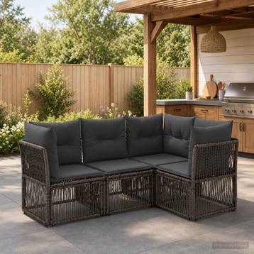 vidaXL Tuinbank Set 4 st Grijs poly rattan, Tuin en Terras, Verzenden, Nieuw