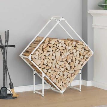 vidaXL Brandhoutrek 100x25x100 cm koudgewalst staal wit, Verzenden