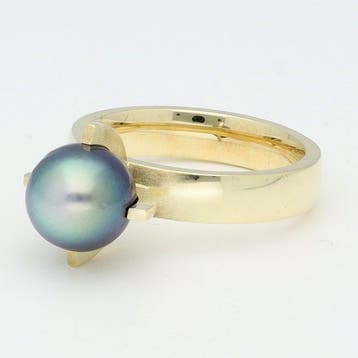 Ring - 14 karaat Geel goud Parel, Nieuw