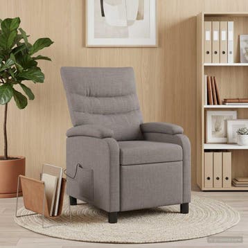 vidaXL Massage Relaxstoel Taupe Stof, Verzenden