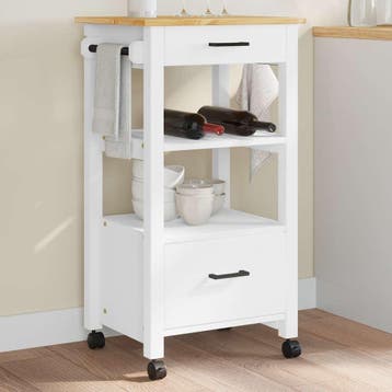 vidaXL Keukentrolley MONZA 48x40x88,5 cm massief grenenhout, Huis en Inrichting, Verzenden, Nieuw