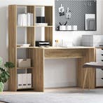 vidaXL Bureau met plank Sonoma Eik 138,5 x 55 x 143 cm, Huis en Inrichting, Verzenden, Nieuw