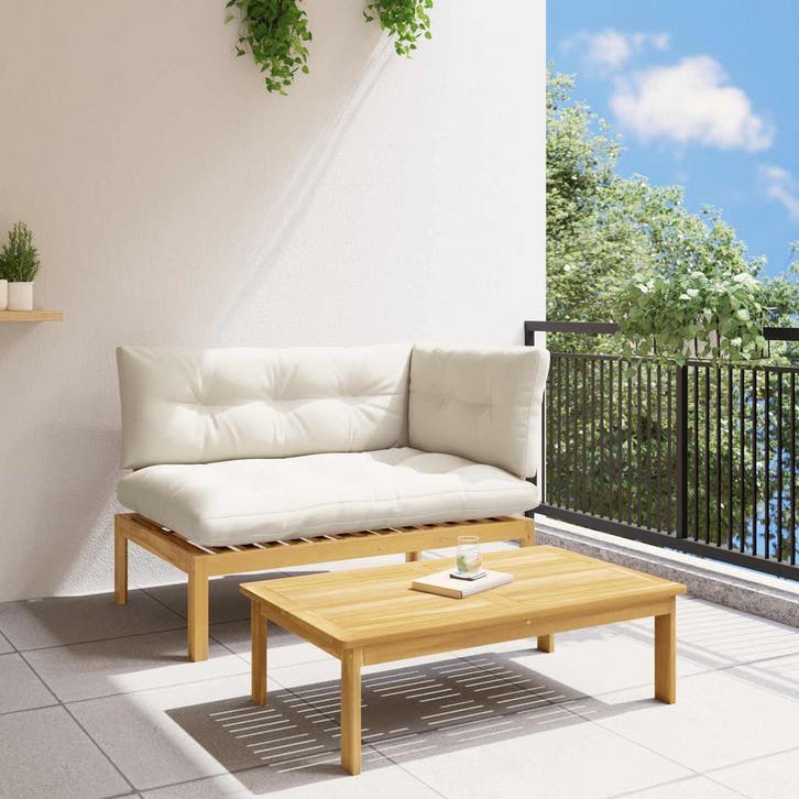 vidaXL 2 Stuk Acaciahout Lichtbruin, Tuin en Terras, Tuinsets en Loungesets, Nieuw, Verzenden