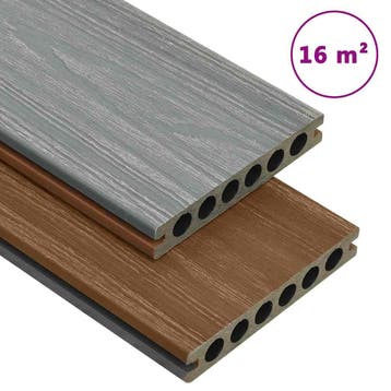 vidaXL Terrasplanken met accessoires 16 m² 2,2 m HKC bruin, Doe-het-zelf en Bouw, Verzenden, Nieuw