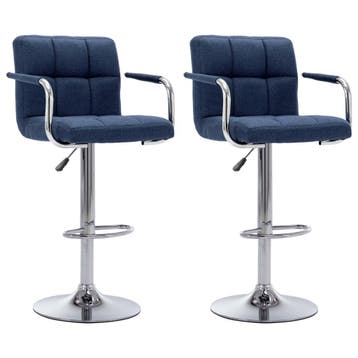 vidaXL Barstoelen 2 st stof blauw, Verzenden