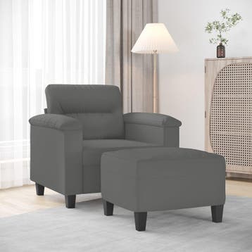 vidaXL Fauteuil met voetenbank / zetel 60 cm microvezelstof, Huis en Inrichting, Zetels | Zetels, Verzenden, Nieuw