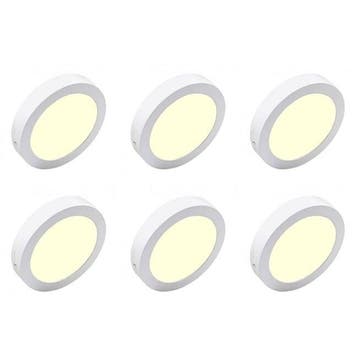 LED Downlight 6 Pack - Opbouw Rond 18W Warm Wit 2700K–3000K, Verzenden, Nieuw