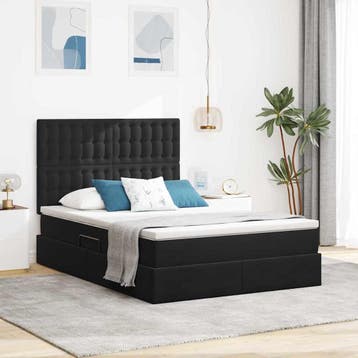vidaXL Opslag bed met matras met hoofdeinde Zwart 140 x 190, Huis en Inrichting, Verzenden, Nieuw