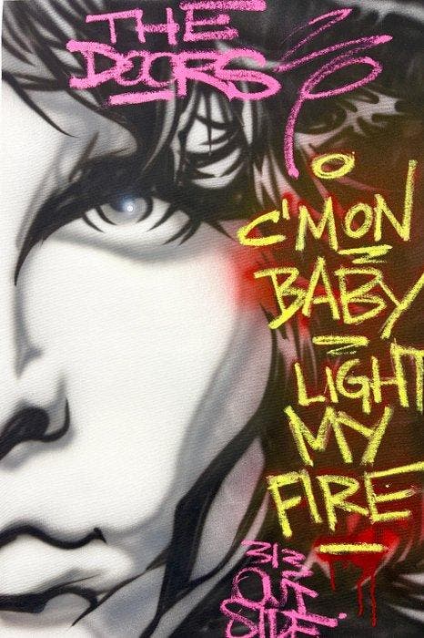 Outside313 - Jim Morrison the doors - light my fire, Antiek en Kunst, Kunst | Schilderijen | Modern