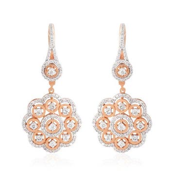 Boucles doreilles - 14 carats Or rose - 1.67ct. tw. Diamant
