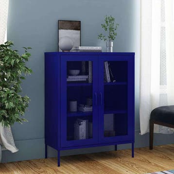 vidaXL Opbergkast 80x35x101,5 cm staal marineblauw, Verzenden